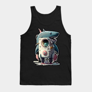 Fin Cycle Shark Cyborg Monster wash Tank Top